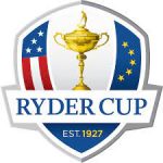 Logo of the Ryder Cup golf tournament featuring a golden trophy and stars.