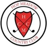 Hop Meadow Country Club logo with a red shield and crossed golf clubs.