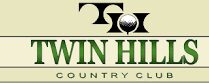 Logo of Twin Hill Country Club with a golf ball and stylized hills.