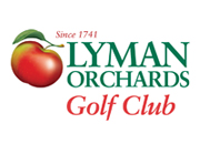 Logo of Lyman Orchards Golf Club featuring an apple graphic.